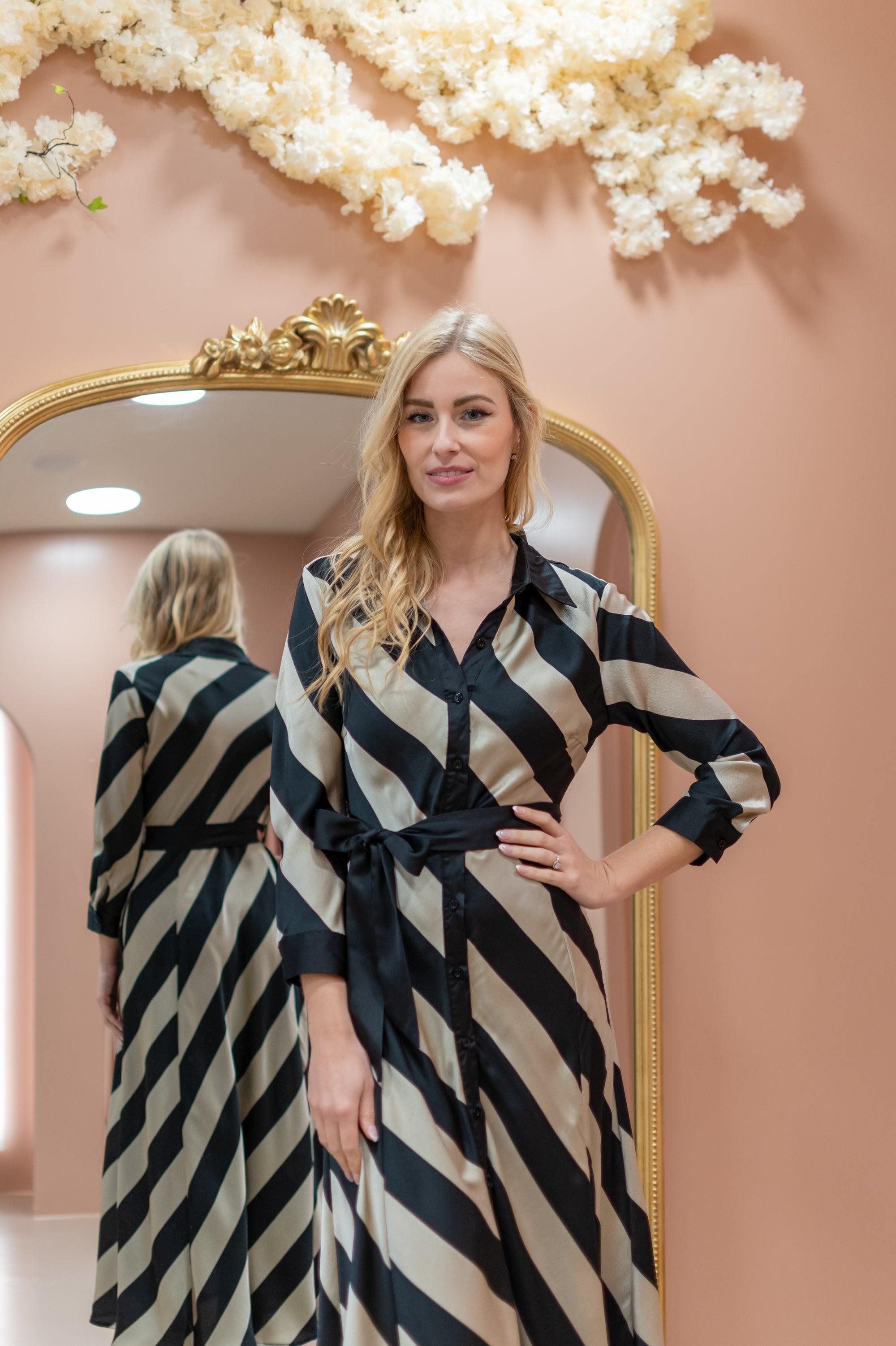 Perfect Stripe Dress - Black & Sand